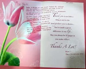 A handwritten letter from a patient
