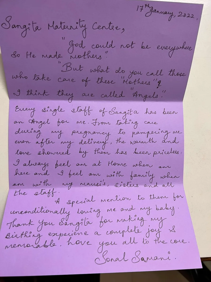 A handwritten letter from a patient